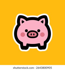 Colorful playful fun drawing of pig piglet for Logo mascot and icon or sign template vector stock illustration