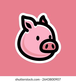Colorful playful fun drawing of pig piglet for Logo mascot and icon or sign template vector stock illustration