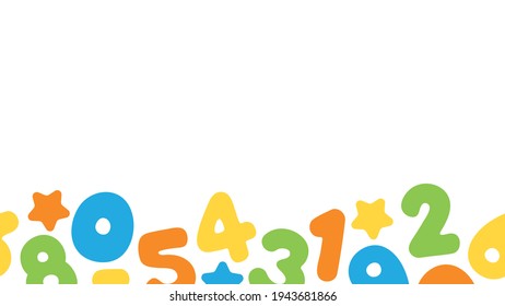 Colorful and playful numbers bottom border seamless pattern background. Perfect for nursery, kids playroom and classroom.