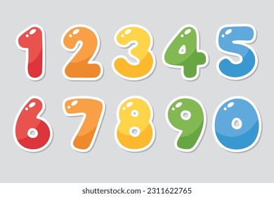 Colorful and playful numbers for kids, from zero to nine. Vector illustration.