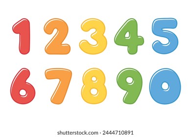 Colorful and playful numbers for kids, from zero to nine. Vector illustration.	