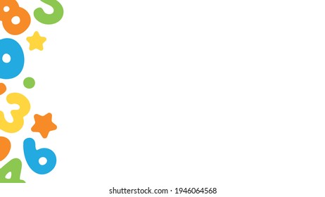 Colorful and playful numbers left side border background. Perfect educational presentation background for kids.