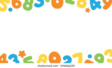 Colorful and playful numbers top and bottom border background. Perfect educational presentation background for kids.