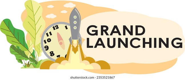 COLORFUL AND PLAYFUL ROCKET VECTOR ILLUSTRATION FOR GRAND LAUNCHING  CAMPAIGN, GOOD FOR NEW PRODUCT LAUNCH AT SOCIAL MEDIA,WEBSITES,FLYER,BANNER,POSTER,BILLBOARD.SCHOOL,UNIVERSITY,PRE-SCHOOL,BABY SHOP