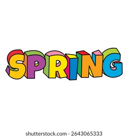 colorful playful spring cartoon text design vector