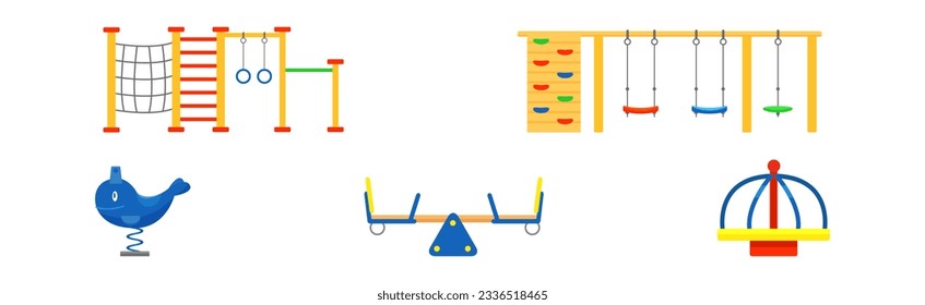 Colorful Playground Equipment and Construction Vector Set