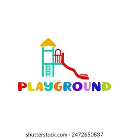 Colorful Playground Logo Design. Playground sign symbol for outdoor or indoor actvities area for kids. 