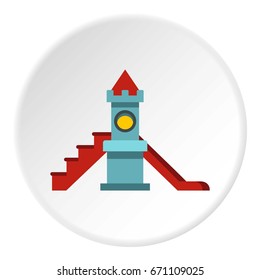 Colorful playground slide icon in flat circle isolated vector illustration for web