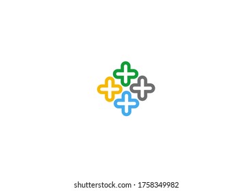 colorful plus logo design icon