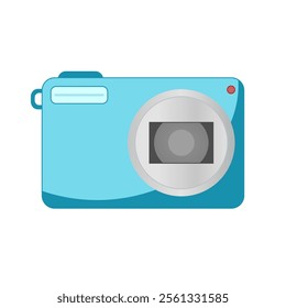 colorful pocket digital camera illustration on isolated white background. classic digital camera icon.