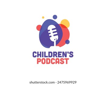 Plantilla colorida con el logotipo de un podcast infantil