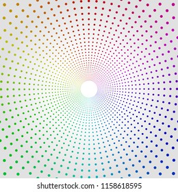 Colorful Pointing Circle Halftone Dots Background