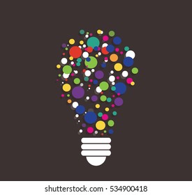 colorful points in light bulb shape vector