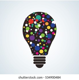 colorful points in light bulb shape vector