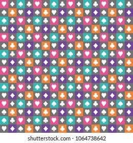 colorful poker icon pattern, seamless pattern design for background or wallpaper, Vector abstract textile background