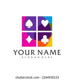 Plantilla de vector del logotipo de Póquer colorido, conceptos de diseño del logotipo de Póquer Creativo