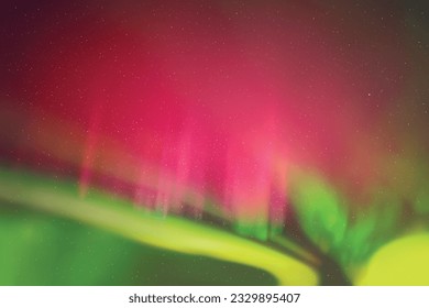 Colorful polar lights. Night starry sky. Purple green aurora borealis