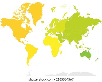 Colorful political map World continents.