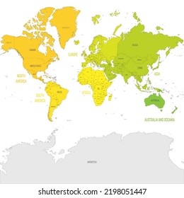 Colorful political map World continents.