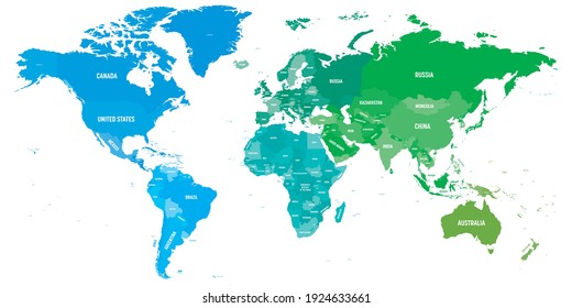 Simple World Map With Country Names Colorful Political Map World Different Colour Stock Vector (Royalty Free)  1924633661 | Shutterstock