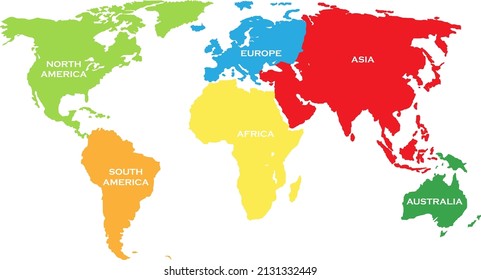 Colorful Political Map World Different Colour Stock Vector (Royalty ...