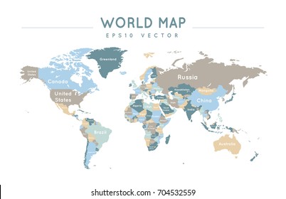 Political World Map Name Borders Countries Stock Vector (Royalty Free ...