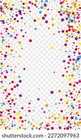 Colorful Polka Background Transparent Vector. Geometric Fiesta Template. Rainbow Group. Multicolored Confetti Fun. Circle Holiday Texture.