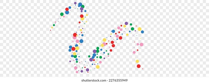 Vector transparente de fondo de polka colorido. Plantilla de felicitación de elemento. Evento multicolor. Confetti arcoiris Transparente. Tarjeta Círculo Carnaval.