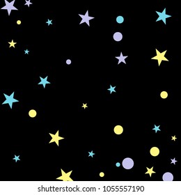 Colorful Polka Confetti Dotted and Starry background. Bubbles Circle Dots. Network design, technology science, vector illustration. Perfect for Logo, Banner, Icon, Holiday, New year Background.