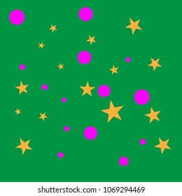 Colorful Polka confetti Dotted, Starry Background. Bubbles Circle Dots. Network design, technology science, vector illustration. Perfect for Logo, Banner, Icon, Holiday, New year Background.