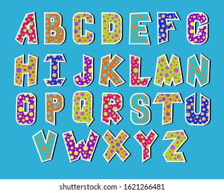 Colorful polka dot alphabet for children - vector illustration EPS 10