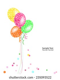 Colorful polka dot balloons vector greeting card 