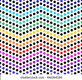 Colorful polka dot chevron pattern, circles background, vector illustration