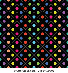 Colorido lunar con forma de diamante línea discontinua patrón, Vector sin costura, fondo para niños