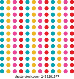 Colorful Polka Dot Pattern Background, various colorful polka dot patterns Including shades of green, yellow, pink, and red, and vibrant pattern 