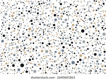 Colorful Polka Dot Pattern Background. Abstract Design with Black, Gray, and Beige Dots on White Canvas. Vibrant, Playful, and Stylish Visual for Modern Art, Graphic Design, Fabric, and Decor Use