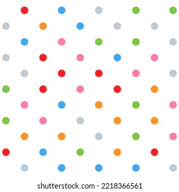 patrón de puntos polka coloridos sobre fondo blanco