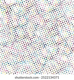 a colorful polka dot pattern on a white background, a white background with multicolored dots. cmyk dot effect 