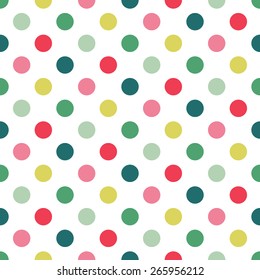Colorful Polka Dot Pattern, Seamless Background