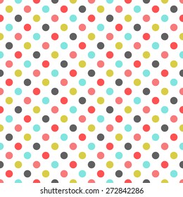 Colorful Polka Dot Pattern, Seamless Background