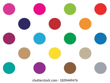 
Colorful polka dot print on white background