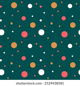 Patrón inconsútil colorido del lunar en un fondo verde, Ilustración vectorial. EPS 10
