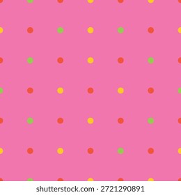 Padrão de bolinhas coloridas sem emenda na ilustração de vetor rosa