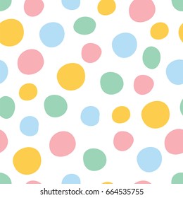 Colorful  polka dot seamless pattern. Hand drawn circles ornament.Wrapping paper design vector illustration