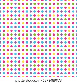  Colorful polka dots on white background, illustration seamless pattern dots circle.