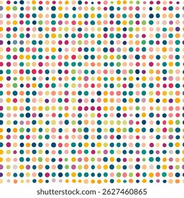 Colorful polka dots on a white background, tiny polka dots seamless pattern vector illustration, doodle summer, kids and baby designs for print fabric.