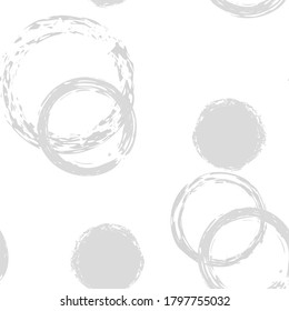 Colorful Polka Dots. Pastel Vector Seamless Pattern. Bright Ornament. White Abstract Background With Watercolor Fall Chaotic Shapes. Grunge Pastel Packaging. Chalk Brush Rounds, Confetti.
