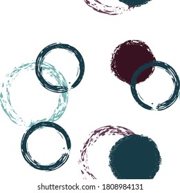 Colorful Polka Dots. Pastel Vector Seamless Pattern. Vivid Illustration. White Abstract Background With Watercolor Fall Chaotic Shapes. Summer Retro Fabric. Chalk Brush Rounds, Confetti.

