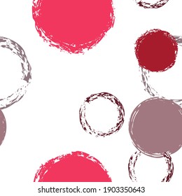 Colorful Polka Dots. Pastel Vector Seamless Pattern. Bright Dotted Pattern. White Abstract Background With Watercolor Fall Chaotic Shapes. Simple Soft Textile. Chalk Brush Rounds, Confetti.
