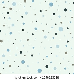 Colorful polka dots pattern on black background. Incredible classic colorful polka dots textile pattern. Scattered confetti fall chaotic decor. Abstract vector illustration.